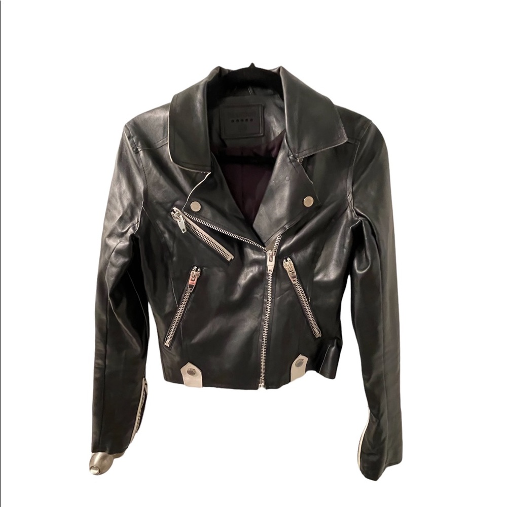 Blank NYC | Leather Jacket | Color: White and Black | Size: X- Small